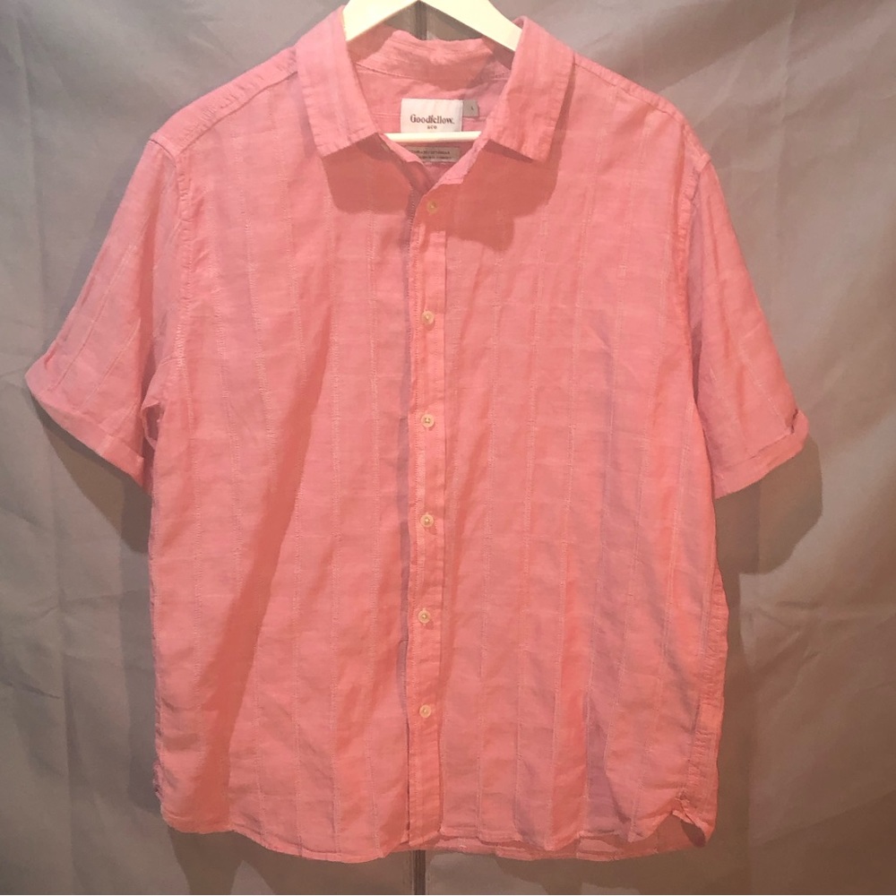 Goodfellow & Co Men’s short sleeve button top Heather red white si…